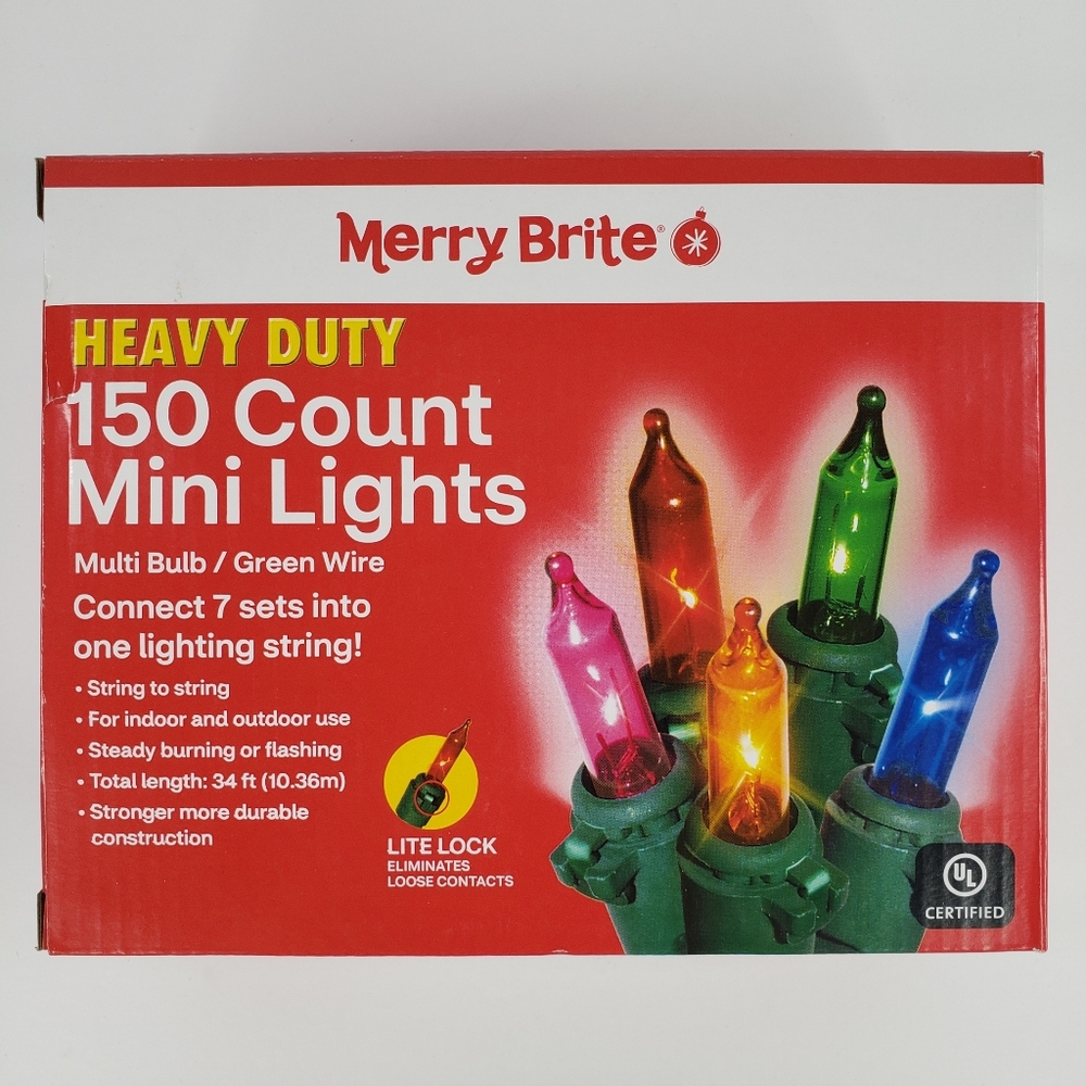Merry Brite Multi Color Mini Lights 150 Count Heavy Duty String Lights 34 feet